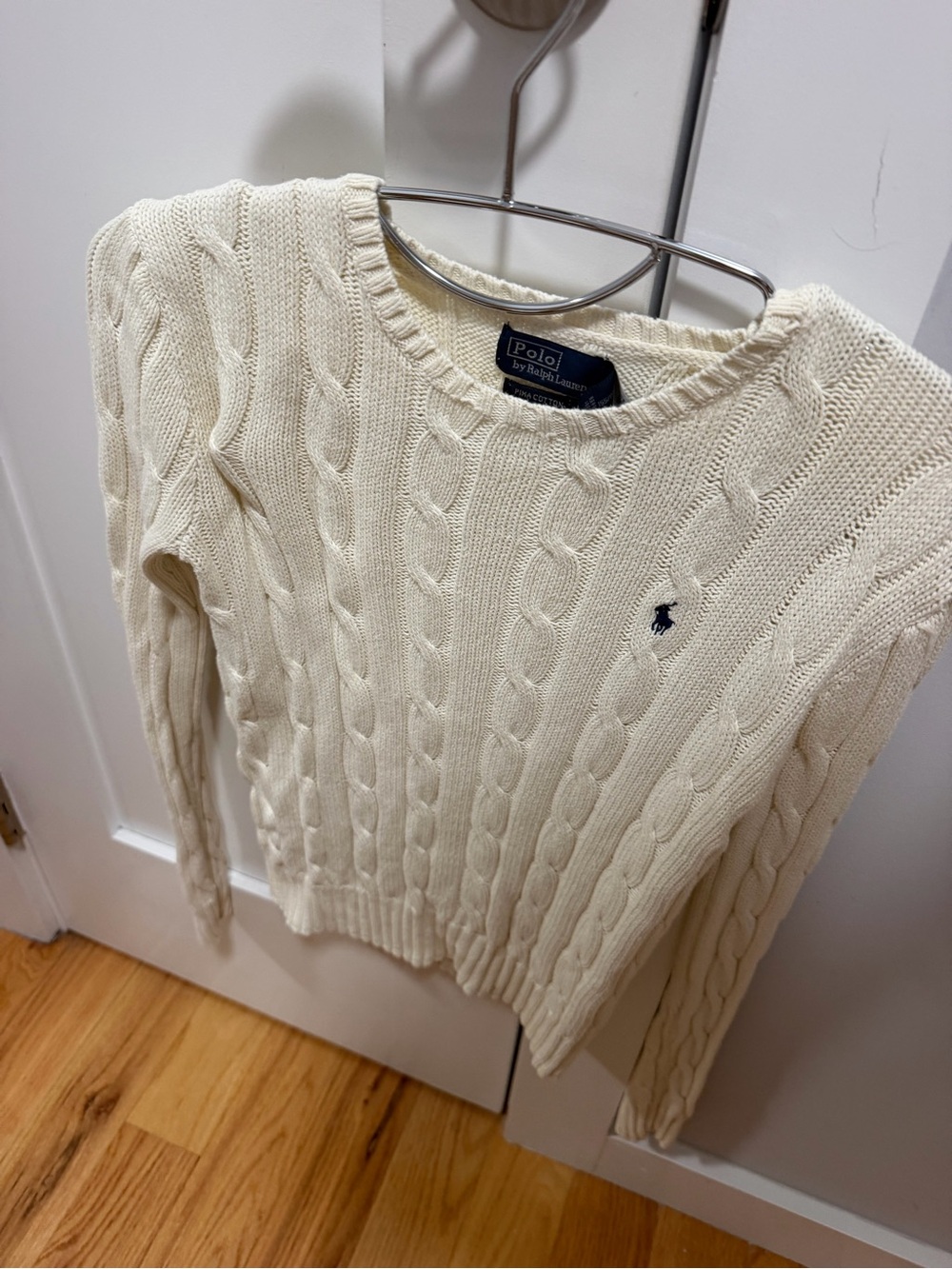 Polo by Ralph Lauren Cream Cable-Knit Crewneck Sweater